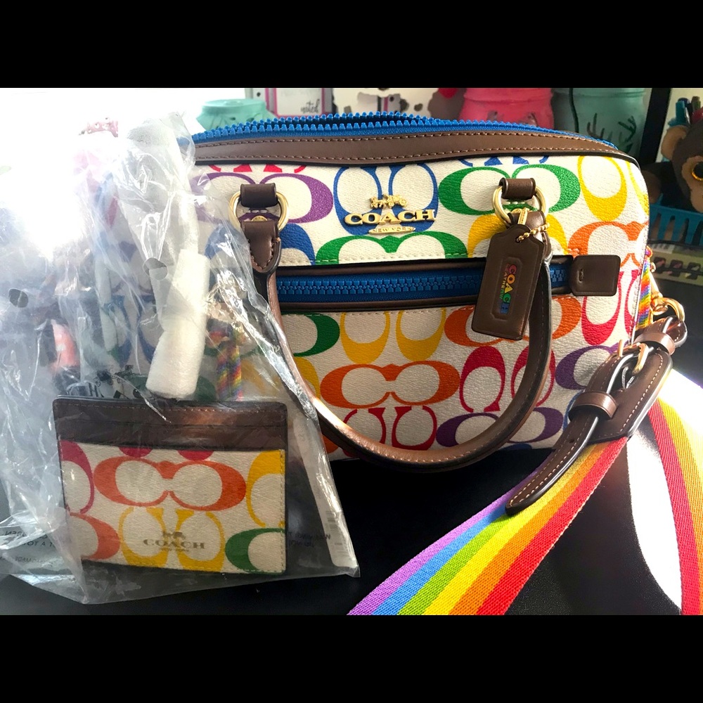 Coach Pride Rainbow Purse and Lanyard